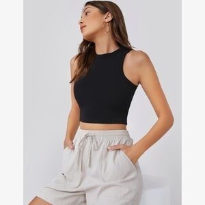 New Hollister | Black Highneck Crop Top